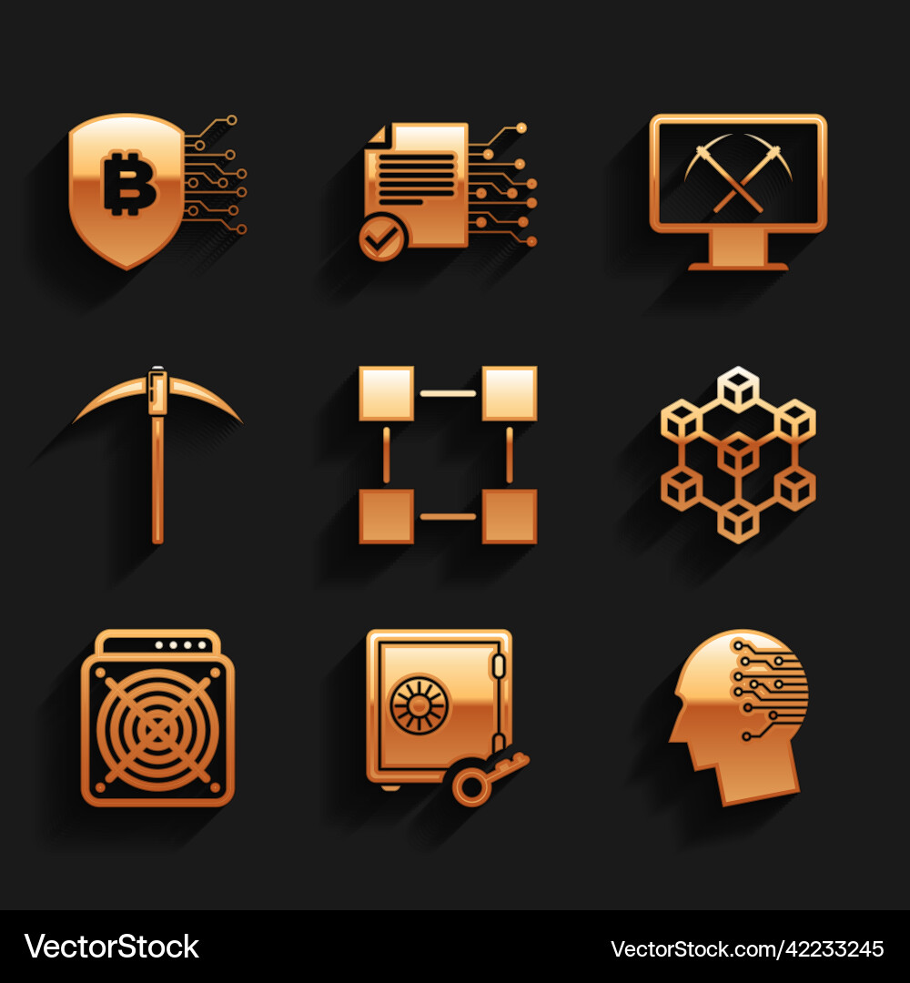 Set blockchain technology proof of stake brain Set blockchain technology proof of stake brain vector image