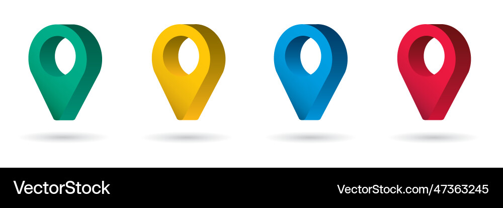 Set color maping pin location 3d icons Set color maping pin location 3d icons vector image