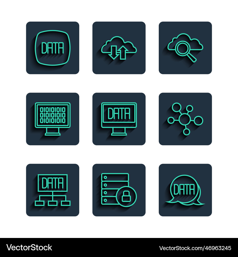 Set line data analysis server security Set line data analysis server security vector image