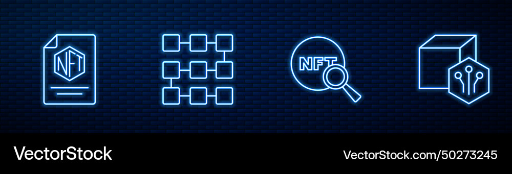 Set line search nft contract blockchain Set line search nft contract blockchain vector image