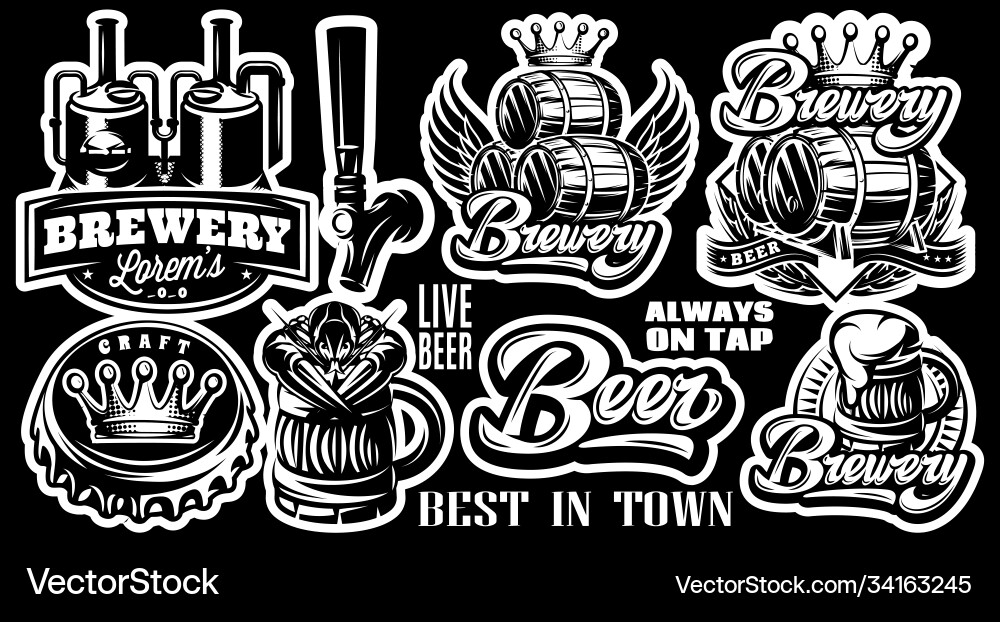Set patterns on theme beer vector image