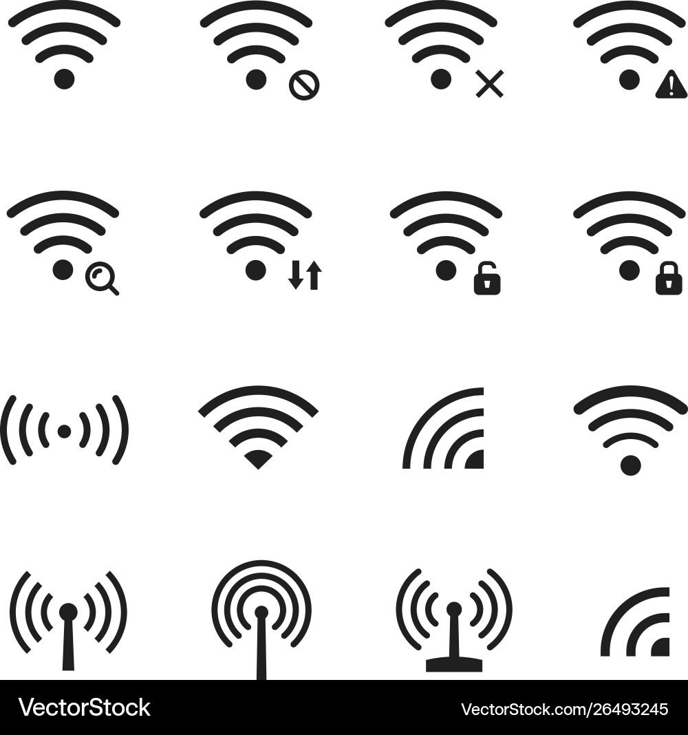 Wireless network set communication and connection Wireless network set communication and connection vector image