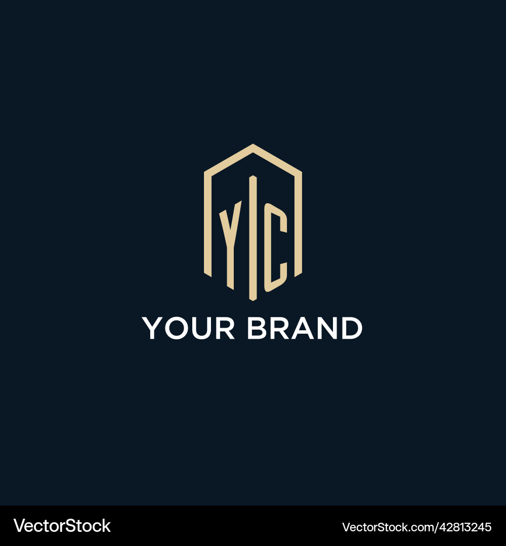 Yc initial monogram logo with hexagonal shape Yc initial monogram logo with hexagonal shape Vector Image