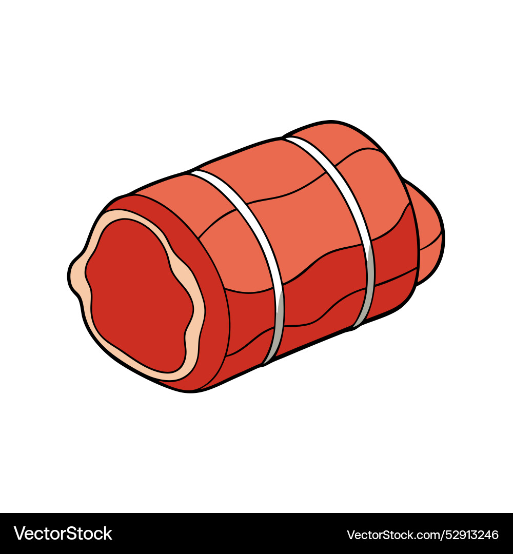 A side view of beef filet mignon wrapped in bacon vector image