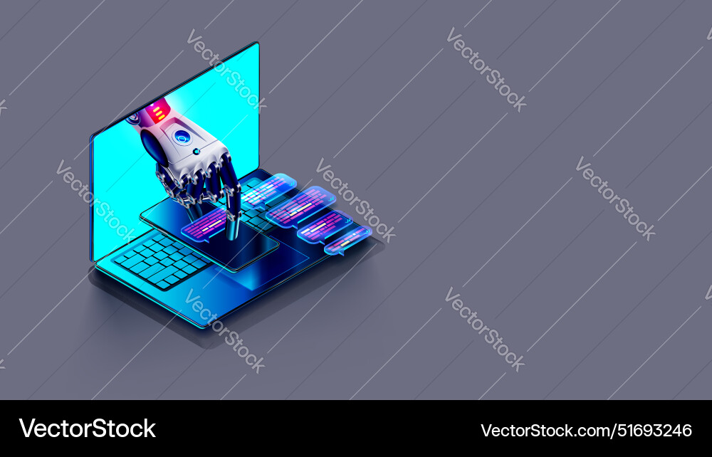 Ai chatbot in image robot or cyborg holding Ai chatbot in image robot or cyborg holding vector image