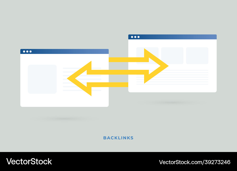 Backlink is a link created when one website links Backlink is a link created when one website links vector image