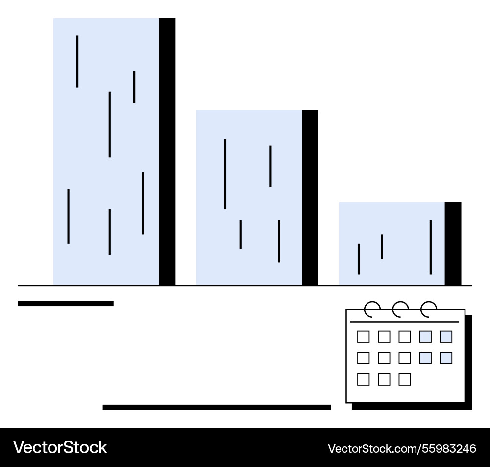 Bar chart comparison with calendar highlighting Bar chart comparison with calendar highlighting vector image