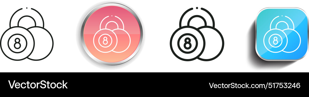 Billiard ball icon thin linear regular and button Billiard ball icon thin linear regular and button vector image