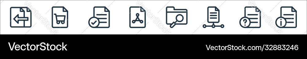 Document and files line icons linear set quality Document and files line icons linear set quality vector image