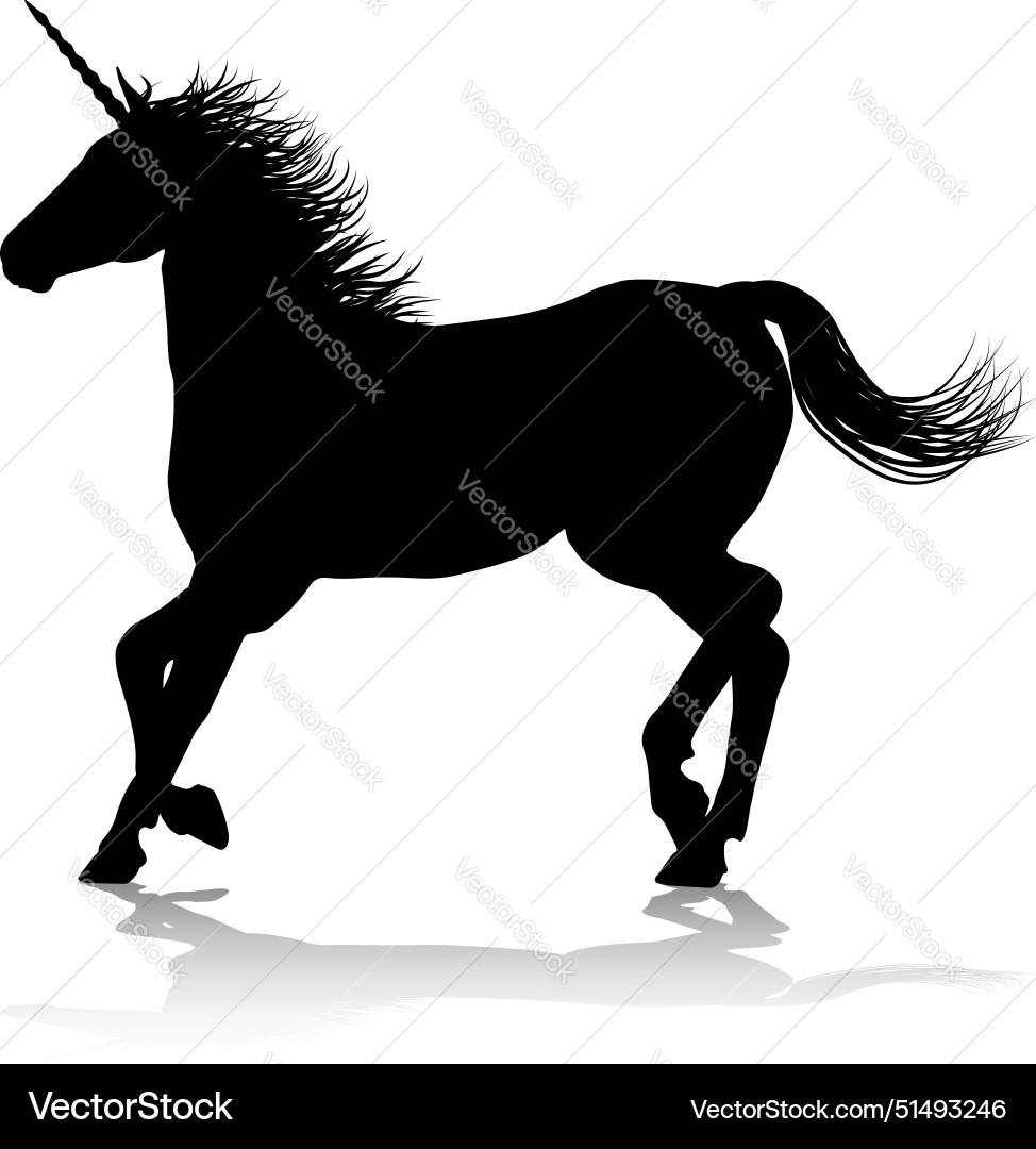Einhorn Silhouette gehorntes Pferd Einhorn Silhouette gehorntes Pferd Vektorbild