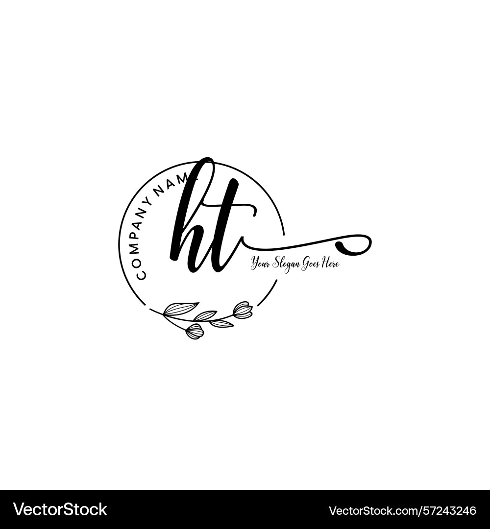 Elegant ht initial logo design with botanical Vector Image