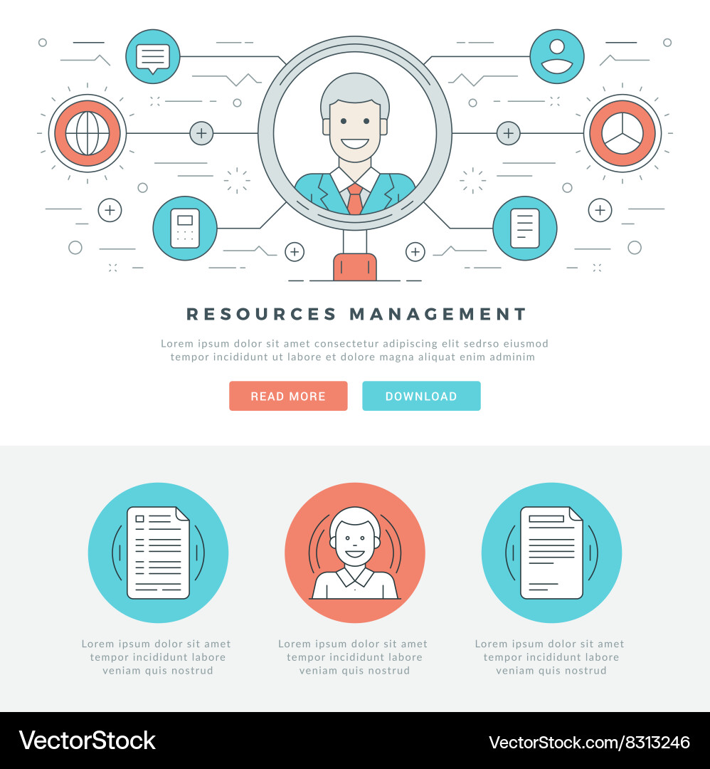 Flat line business concept web site header Vector Image