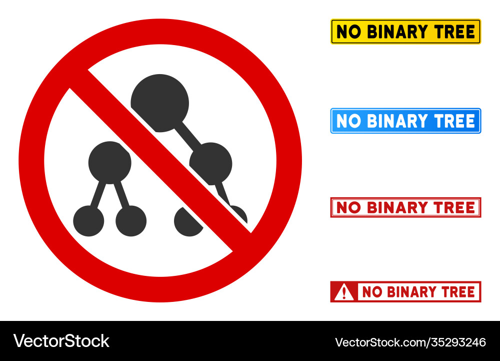 Flat no binary tree sign with phrases Flat no binary tree sign with phrases Vector Image