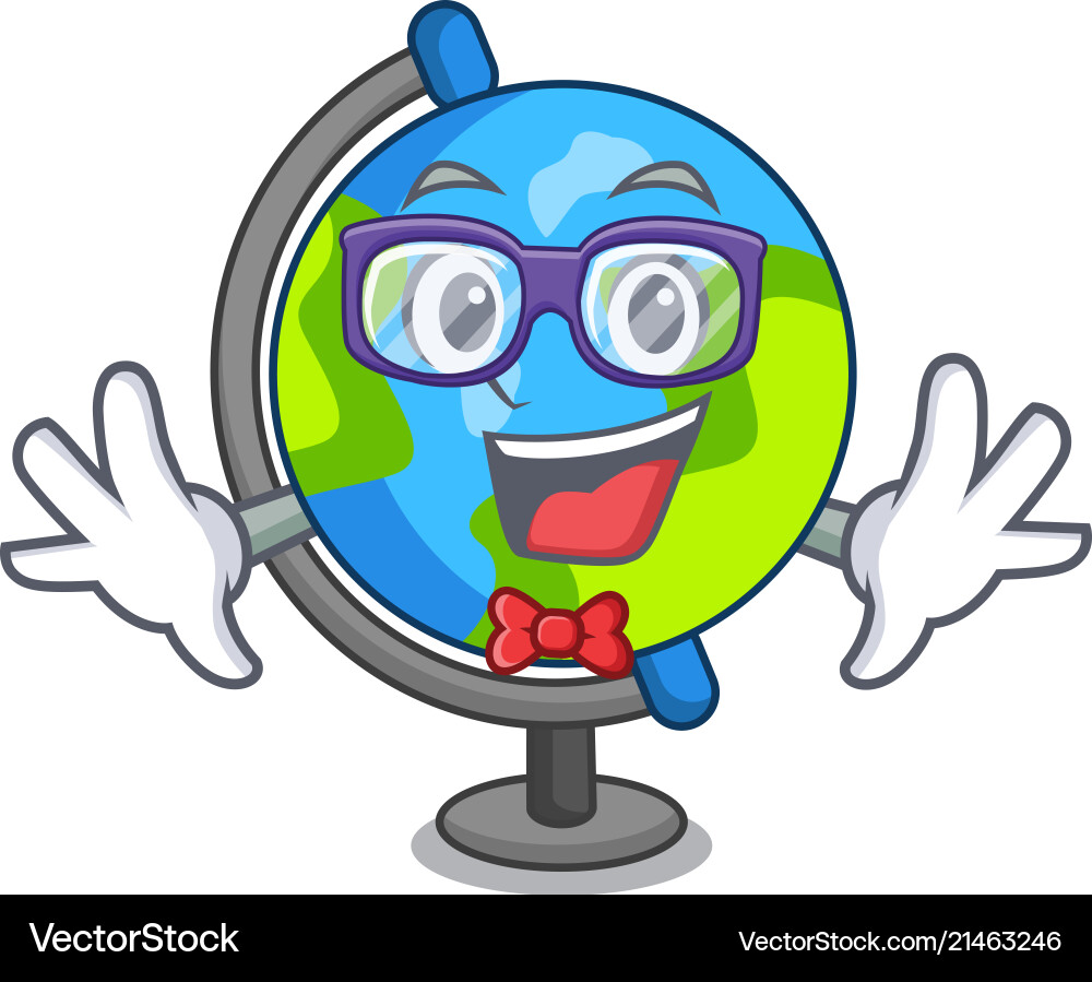 Geek globe character cartoon style Geek globe character cartoon style vector image