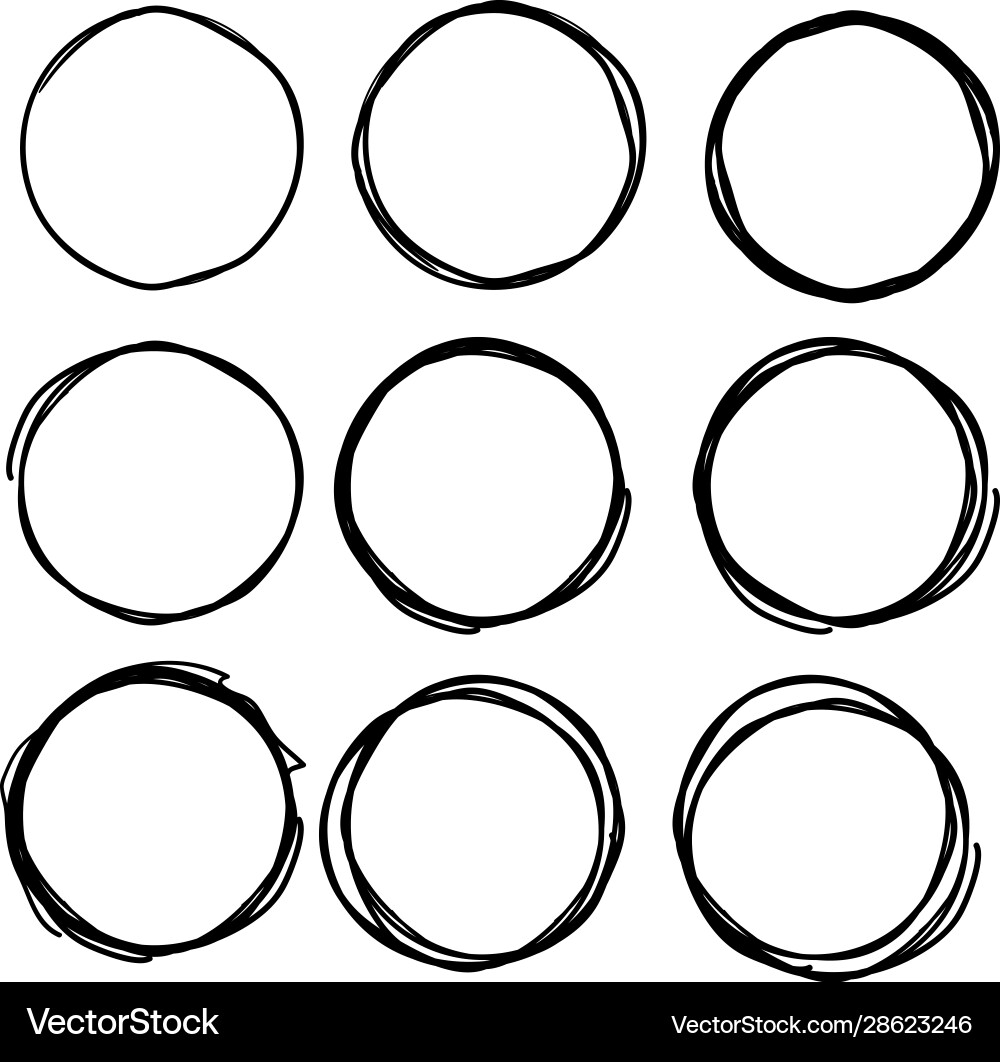 Hand drawn circle line sketch set circular Hand drawn circle line sketch set circular vector image