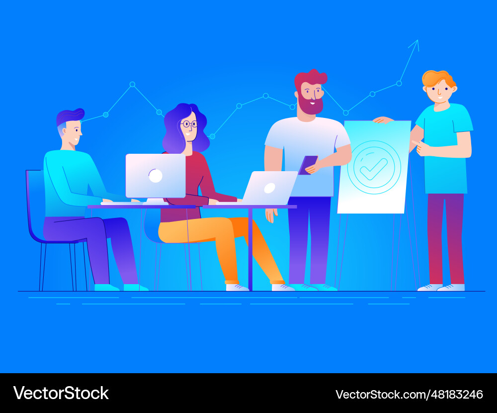 In line flat style and gradient colors - teamwork In line flat style and gradient colors - teamwork vector image