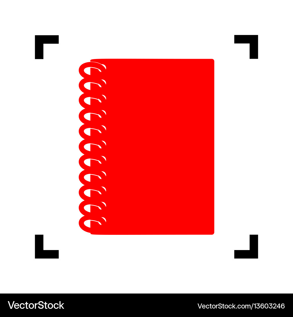 Notebook simple sign red icon inside vector image