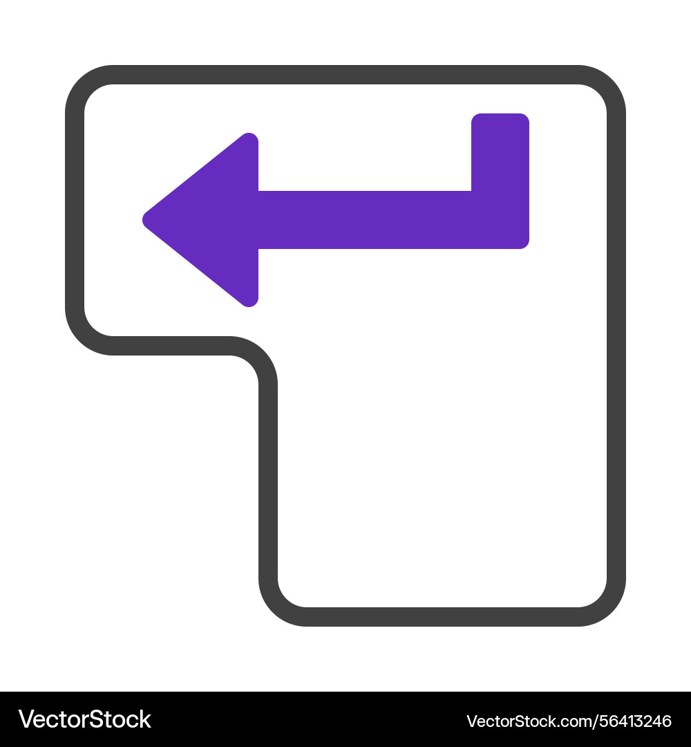 Purple enter key symbol inside rounded rectangle vector image