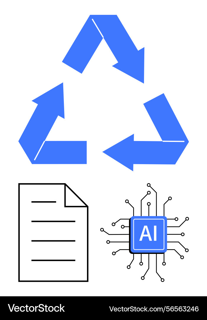 Recycling concept with ai integration and digital Recycling concept with ai integration and digital vector image