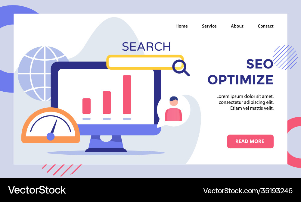 Seo optimize chart on display monitor computer Vector Image