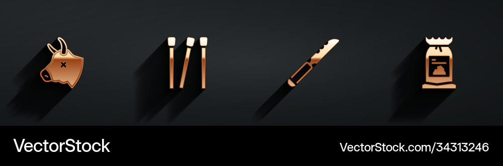 Set Kuhkopf passt Brotmesser und Grill Set Kuhkopf passt Brotmesser und Grill vektorbild