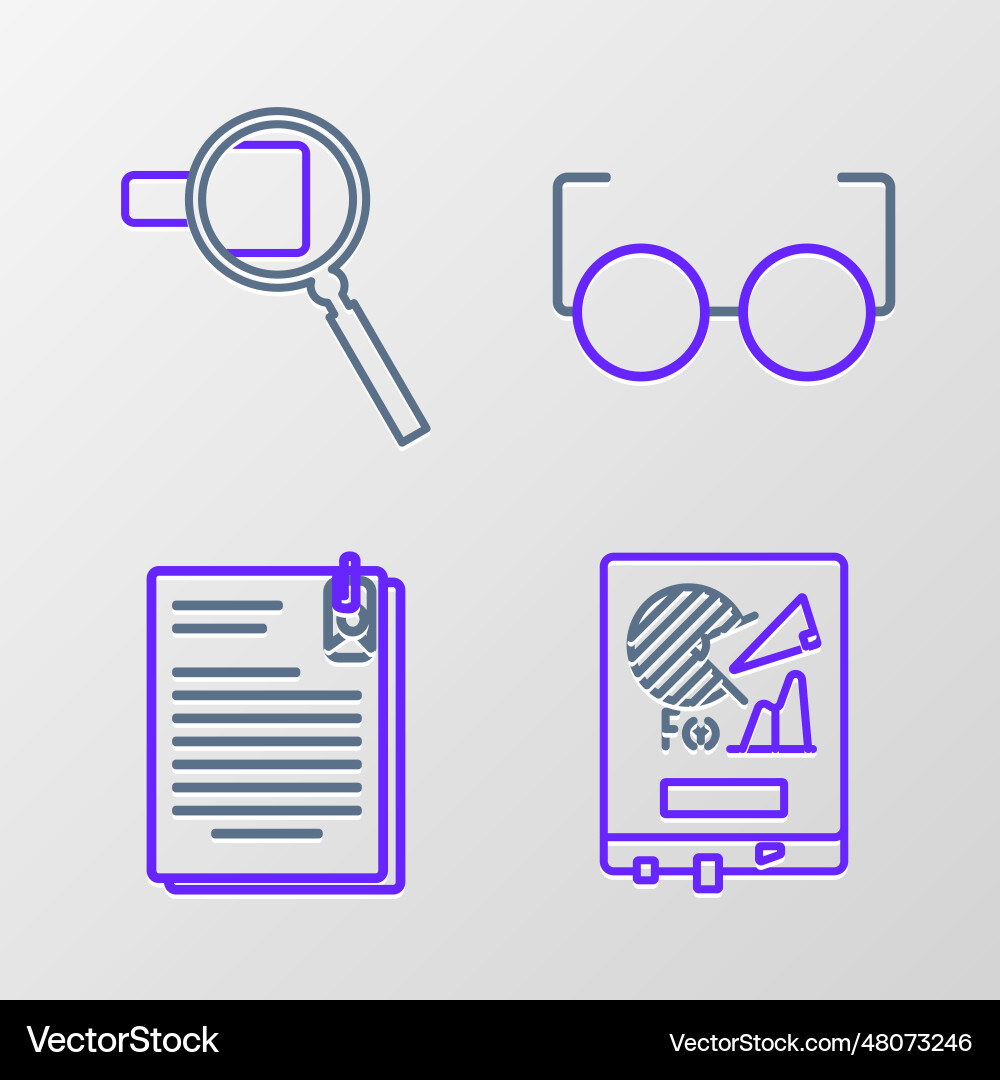 Set line board with graph chart file document Vector Image