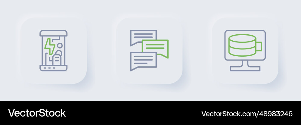 Set line cloud database speech bubble chat Set line cloud database speech bubble chat vector image