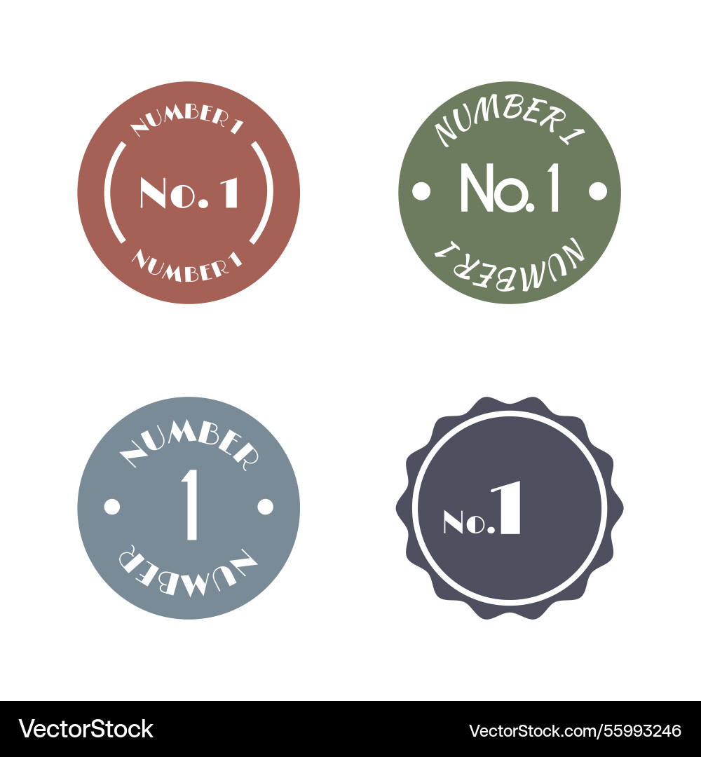 Set of various labels with text number one flat Vector Image