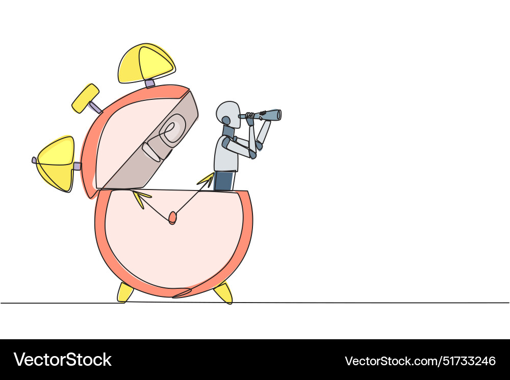 Single continuous line drawing smart robot Single continuous line drawing smart robot vector image