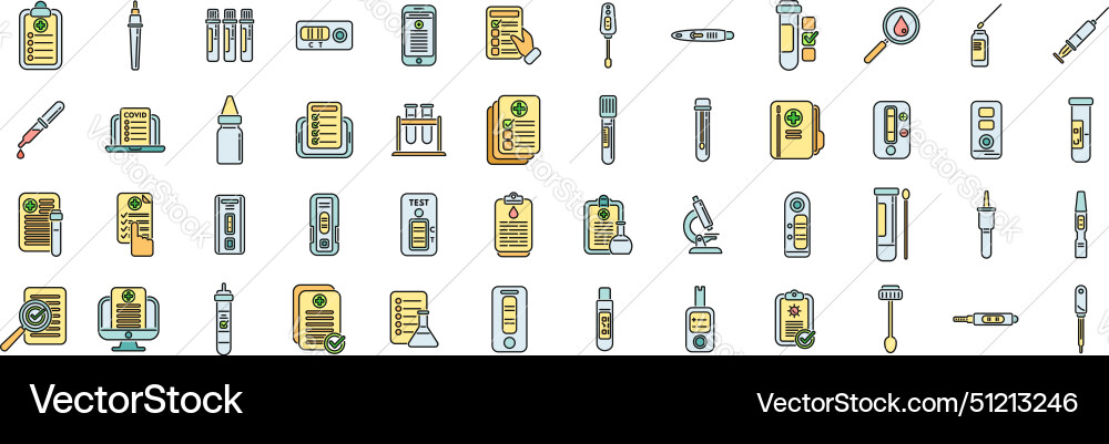 Test result icons set color line vector image