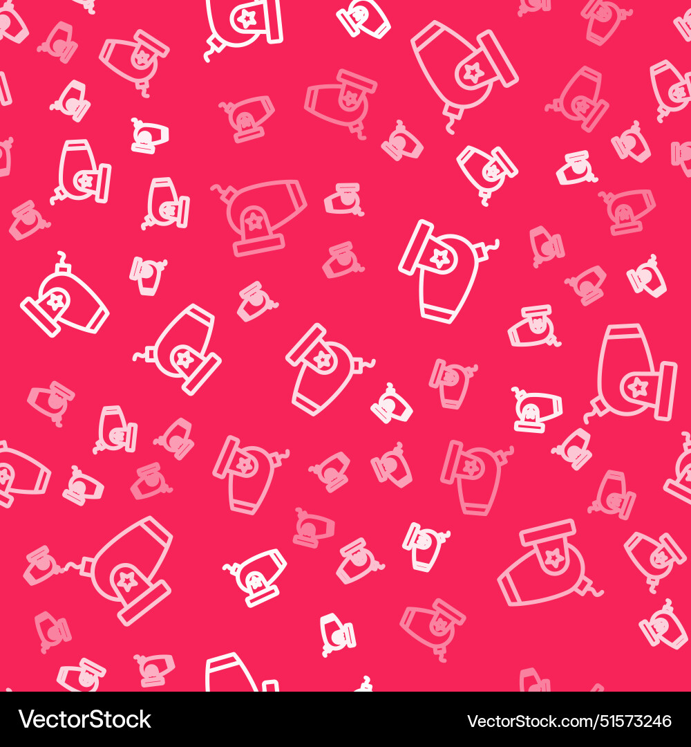 White line cannon icon isolated seamless pattern Vector Image