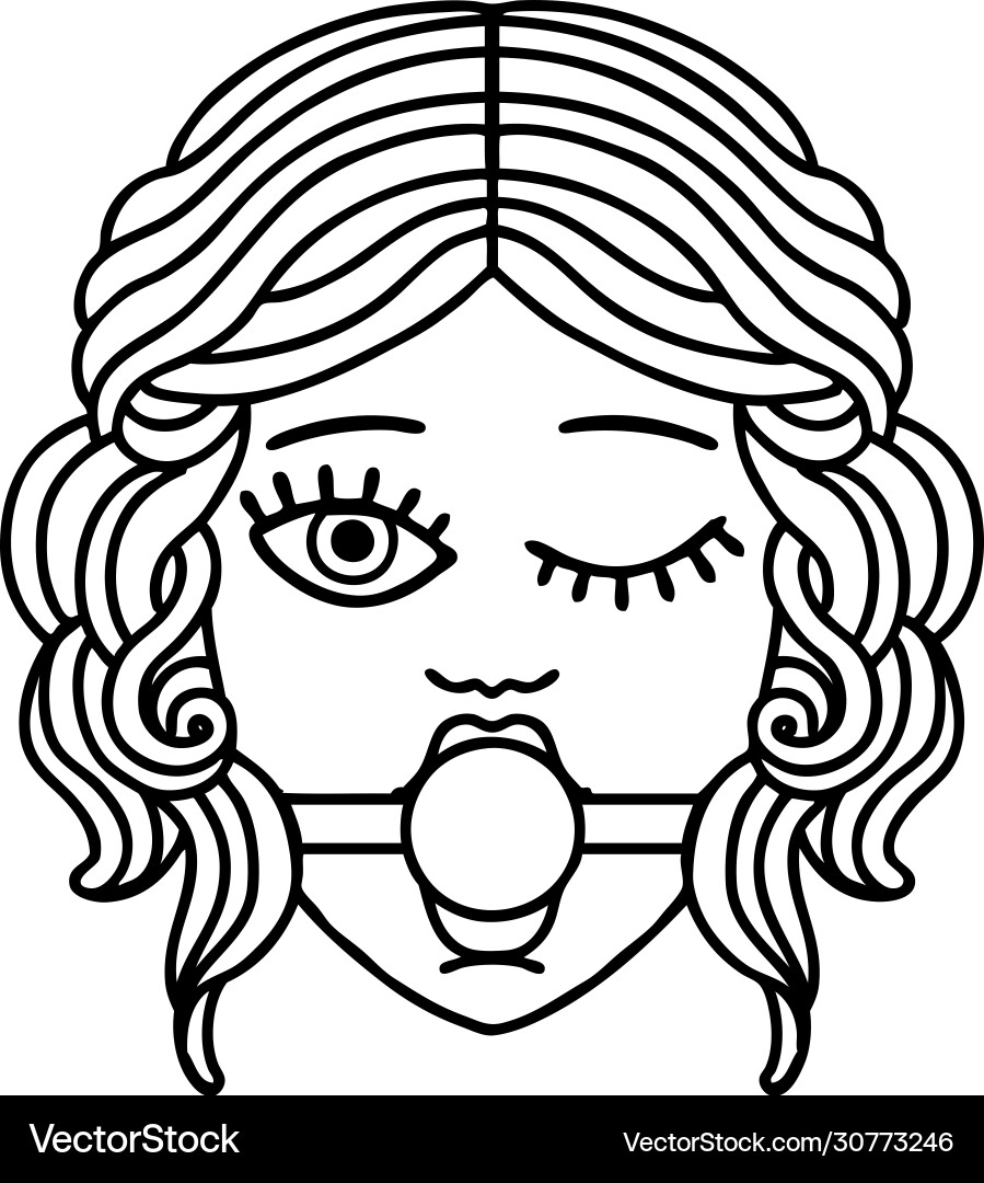 Winking Maiden with Ball Gag Vector Image