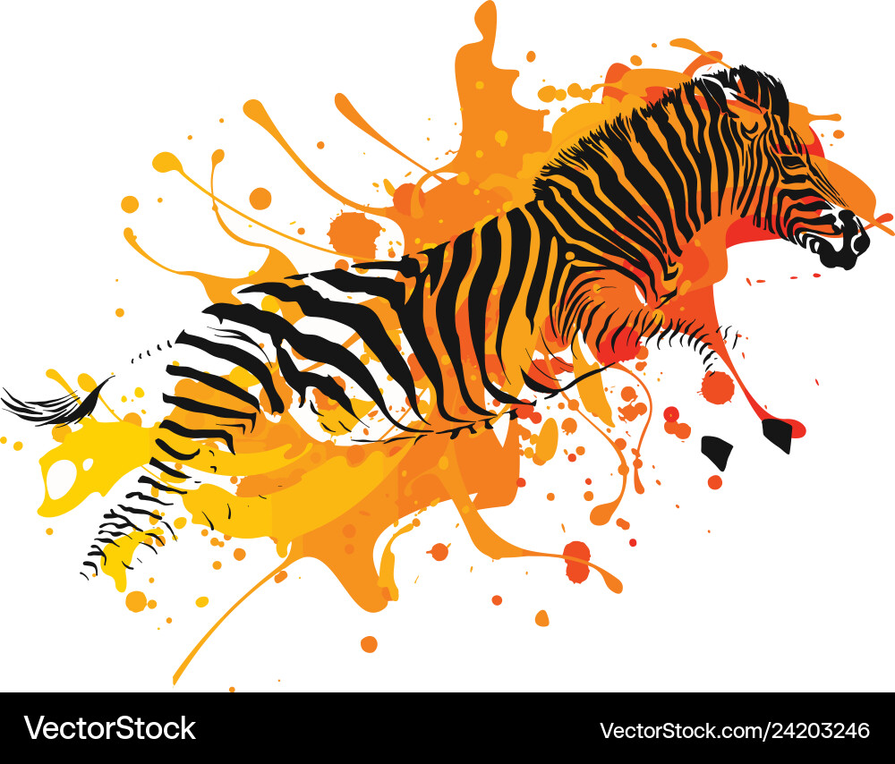 Zebra running in a patch of paint vector image