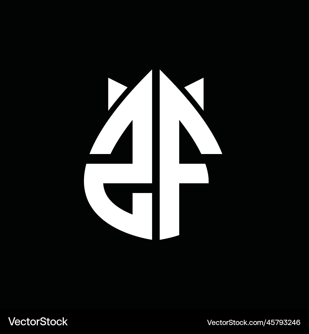 Zf monogram drops crown shape images design Vector Image