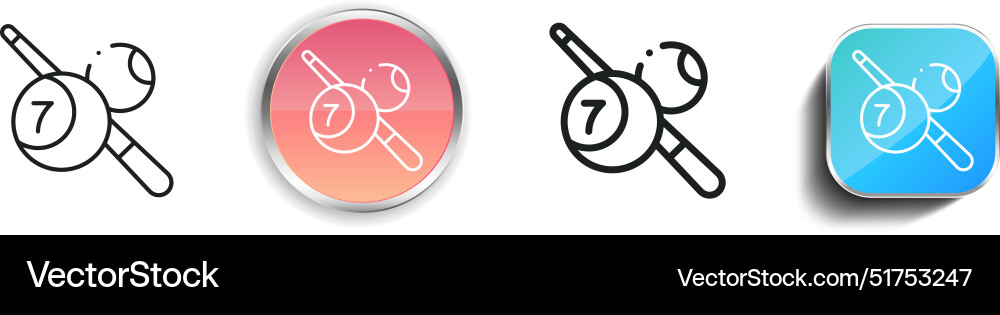 Billiard icon thin linear regular and button Billiard icon thin linear regular and button vector image