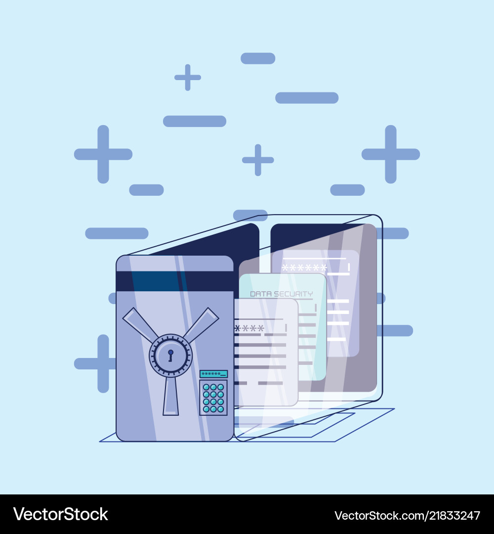 Data security files in safe box Data security files in safe box vector image