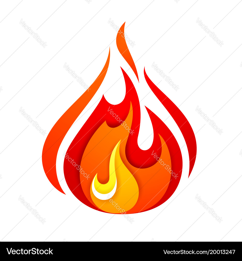 Fire flame yellow red vector image