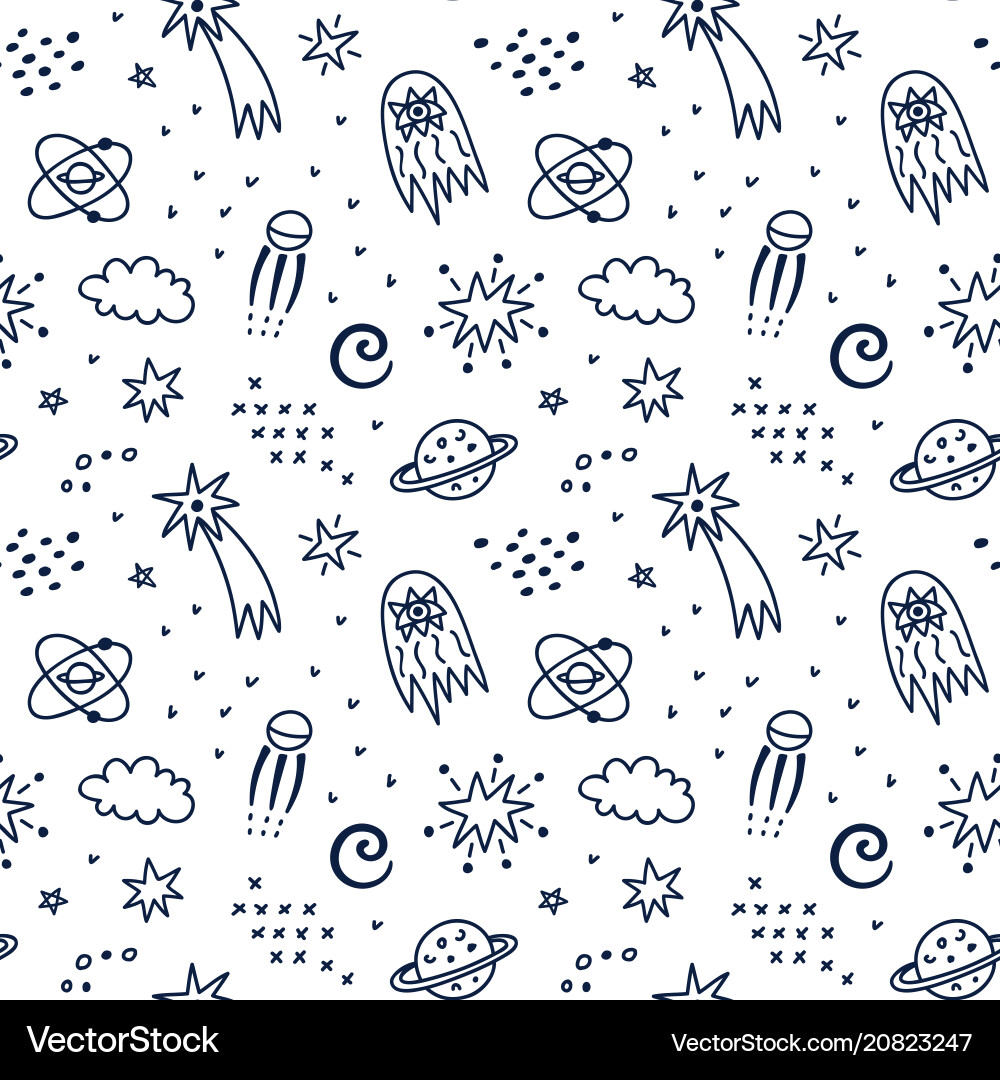 Hand drawn outer space seamless pattern vector image