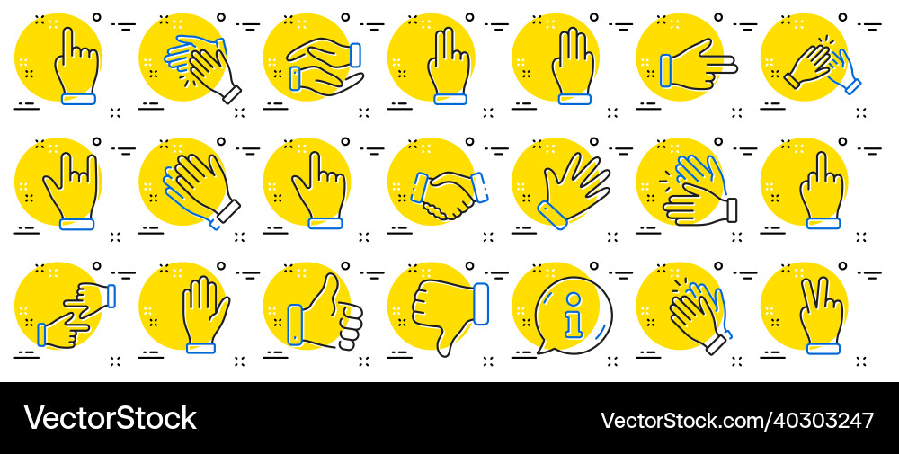 Hand gestures line icons handshake clapping Hand gestures line icons handshake clapping vector image