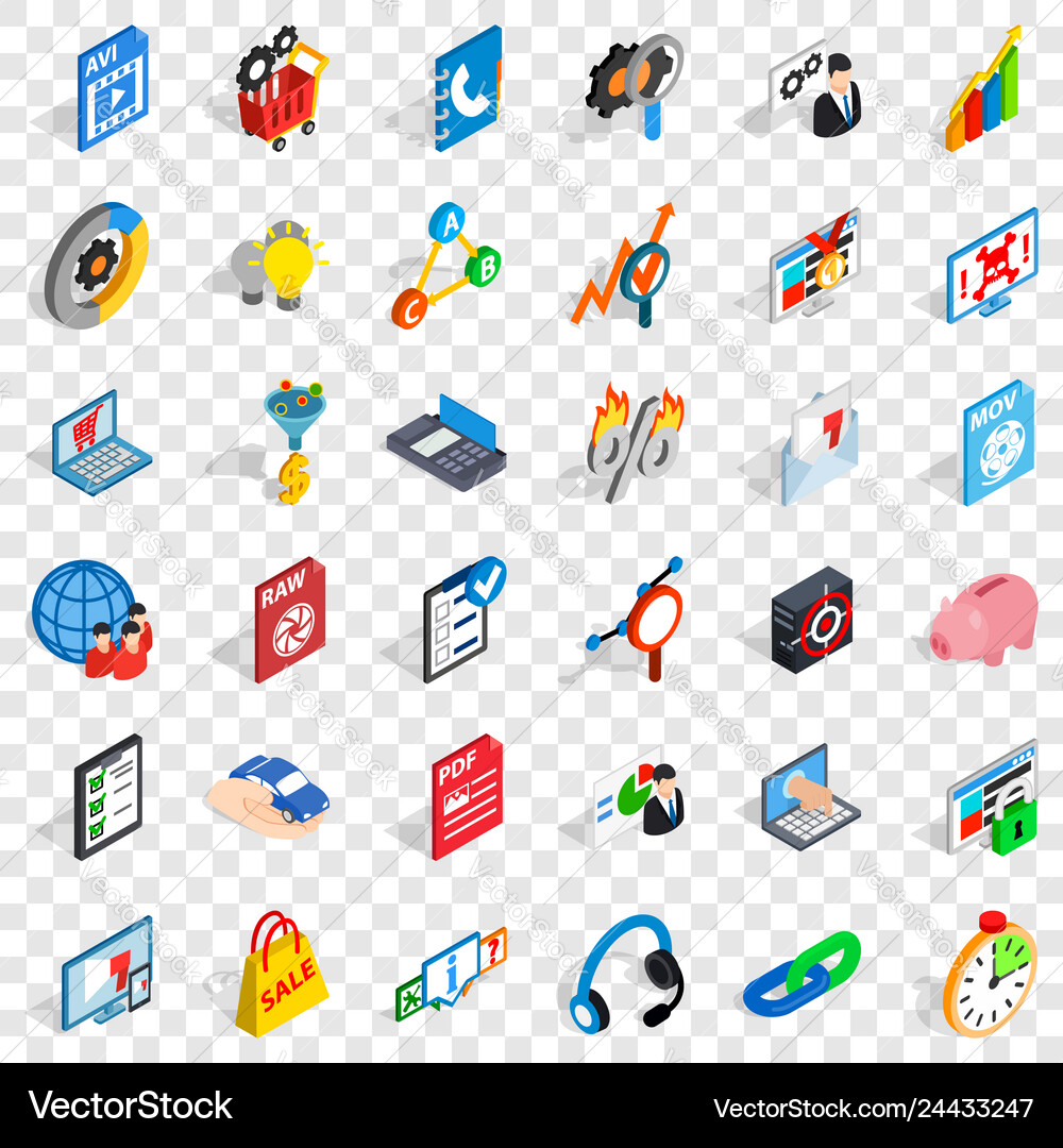 Information cloud icons set isometric style Information cloud icons set isometric style Vector Image