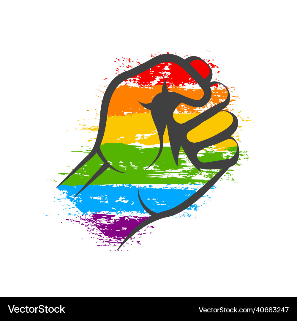 Lgbt raised fist in rainbow community Lgbt raised fist in rainbow community vector image