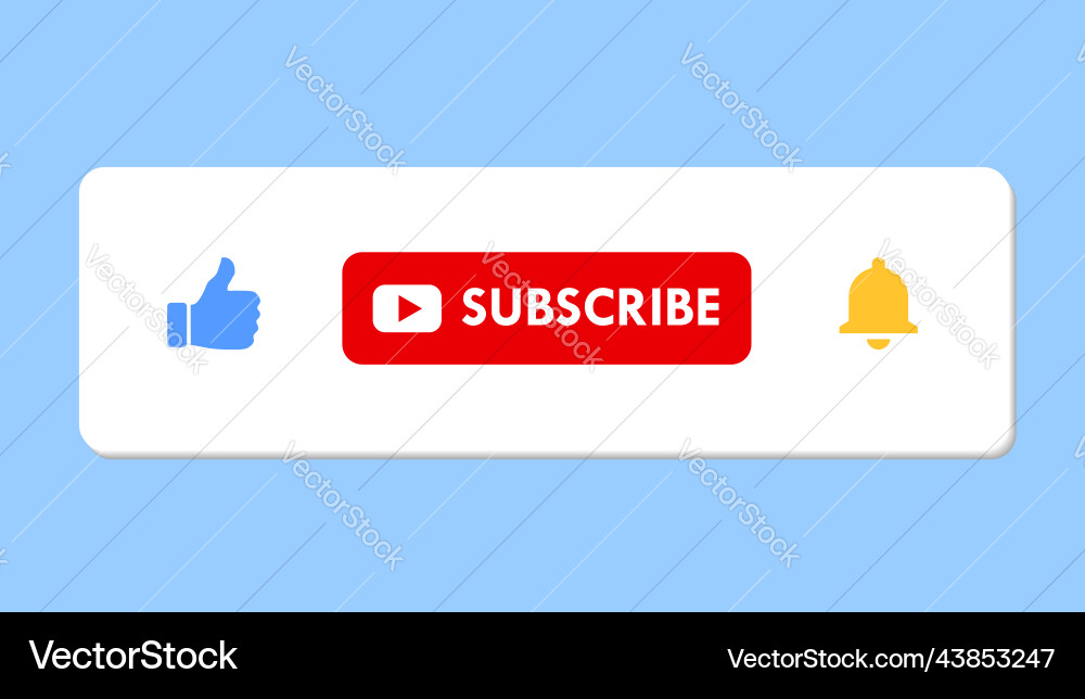 Like subscribe bell ui element icons for creators Like subscribe bell ui element icons for creators vector image