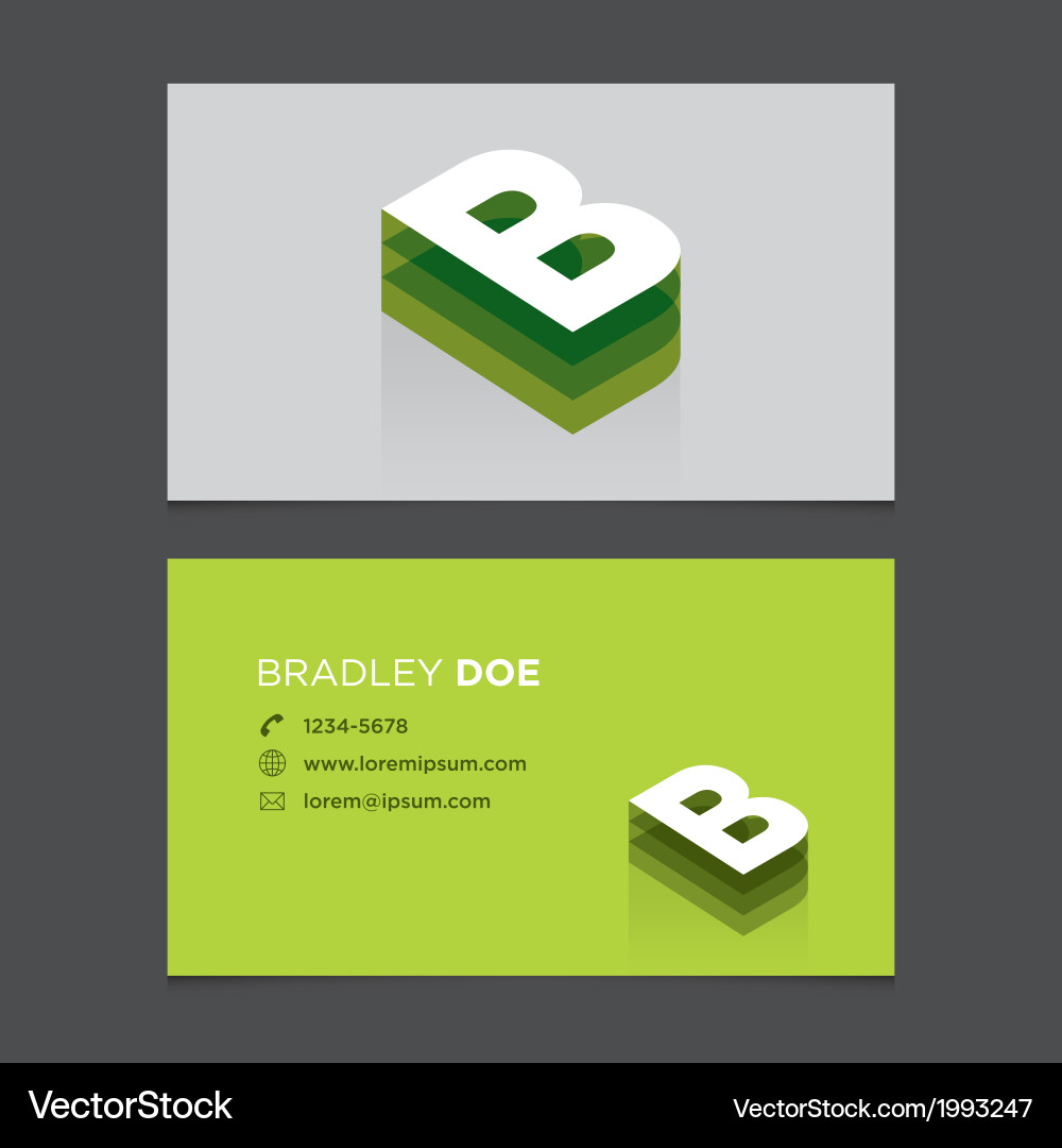 Modern Letter B Business Card Mockup Royalty Free Vector