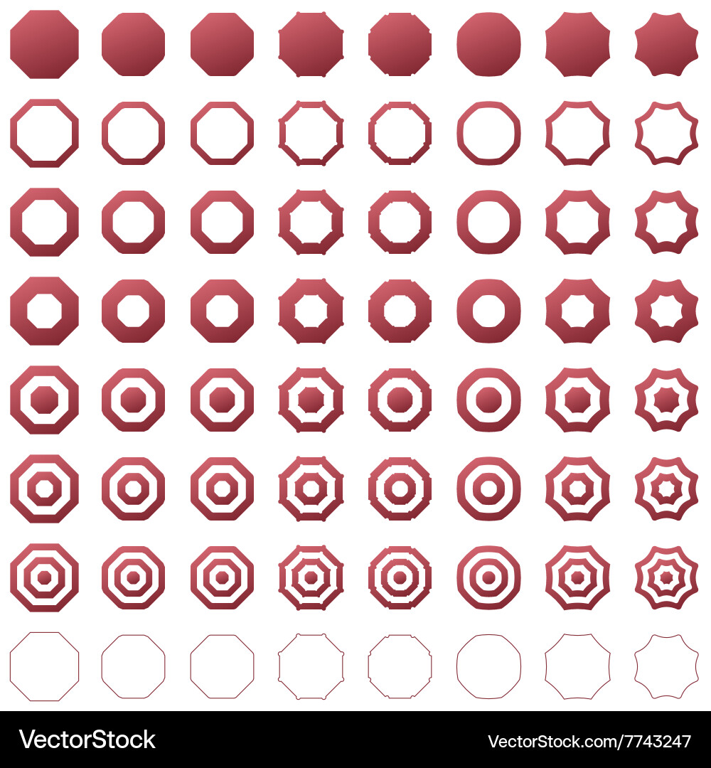 Octagon shape polygon icon template set Vector Image