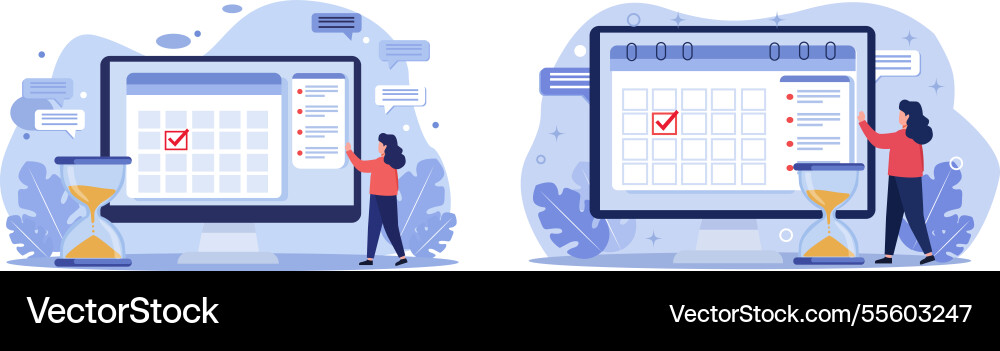 Online scheduling and task management Online scheduling and task management vector image