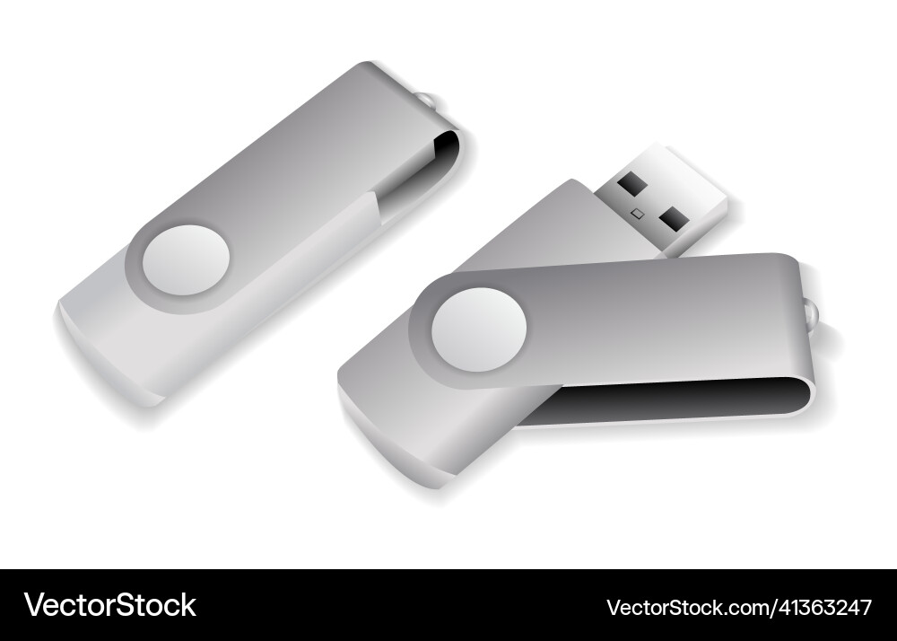 Realistic set flash drive stick memory Realistic set flash drive stick memory vector image