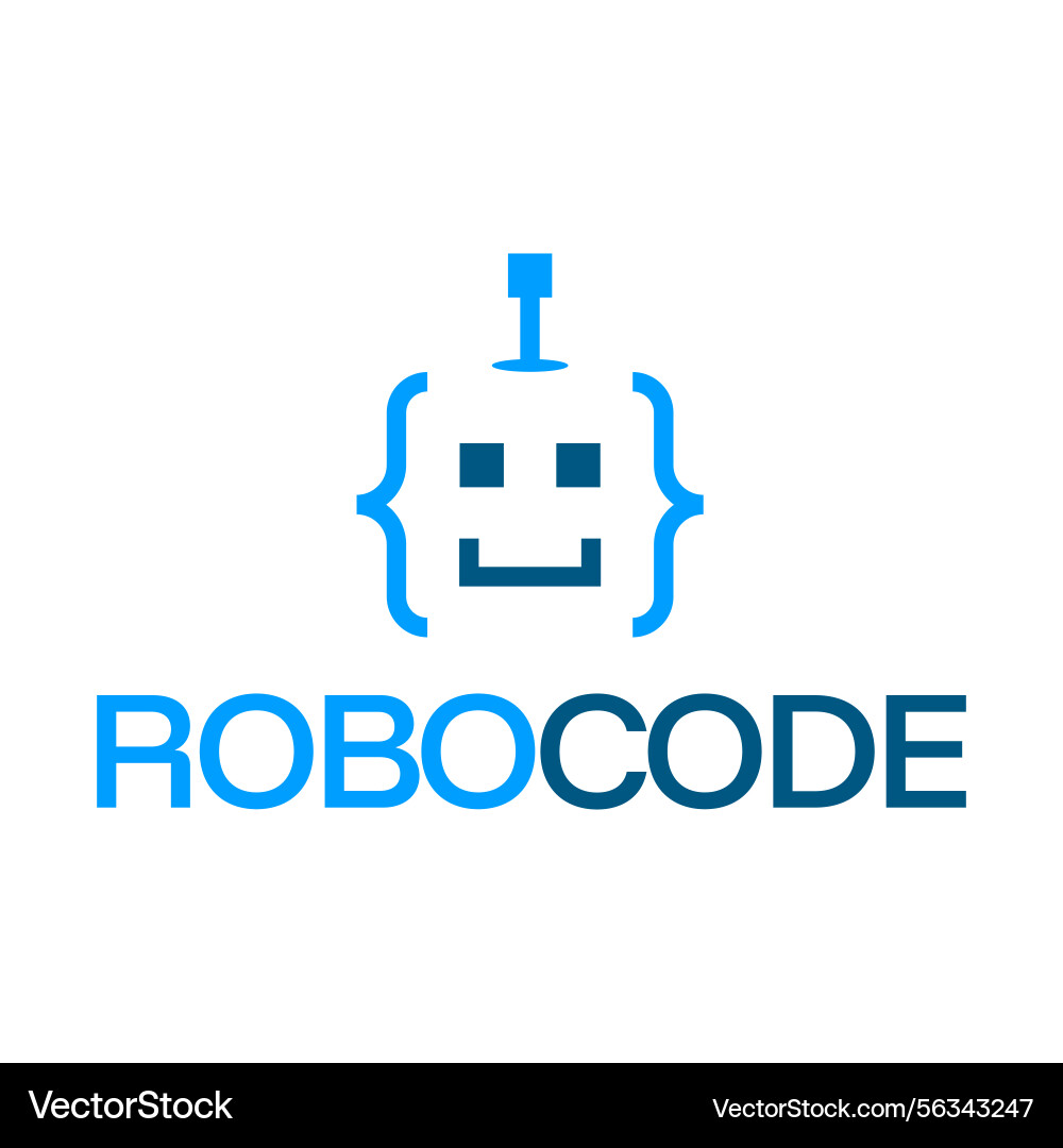 Robot code programmer flat minimalist logo design Robot code programmer flat minimalist logo design vector image