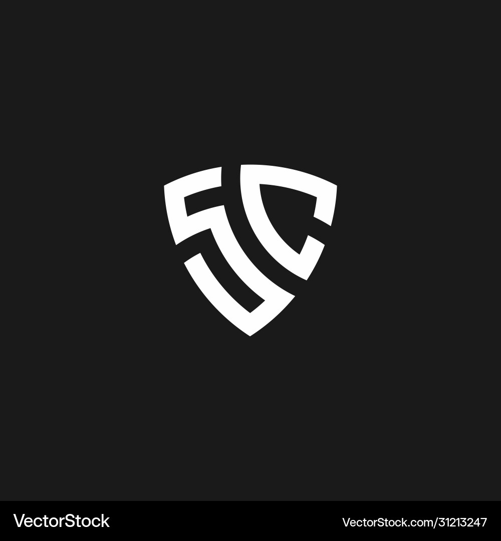 Sc monogram logo with shield shape Sc monogram logo with shield shape Vector Image