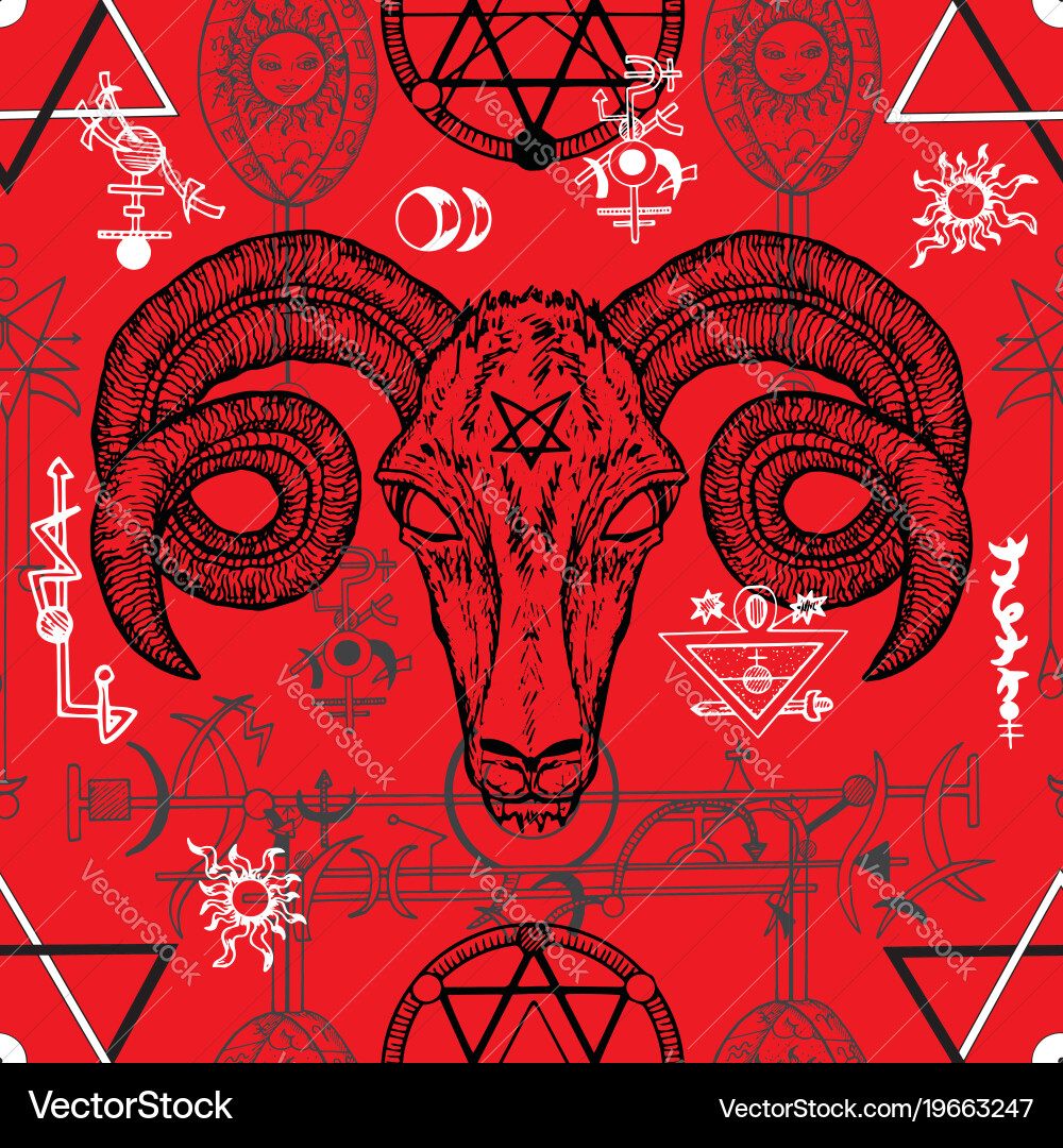 Seamless pattern with devil and death symbols vector image