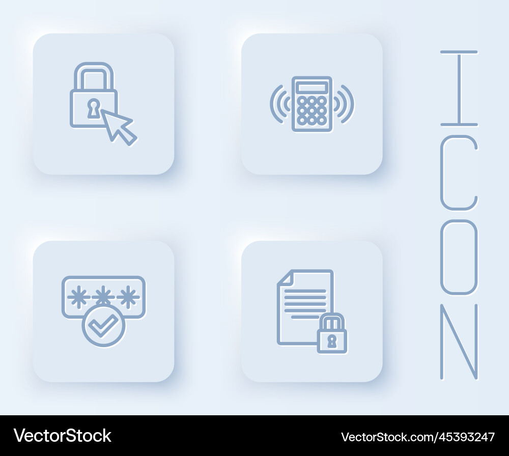 Set line lock security keypad access panel Vector Image